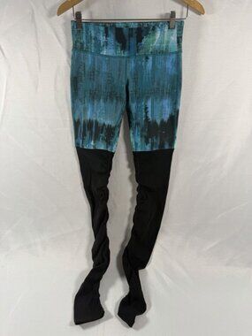 Women’s Alo Yoga Goddess Leggings Turquoise Blue Ruched Ribbed Sz Small